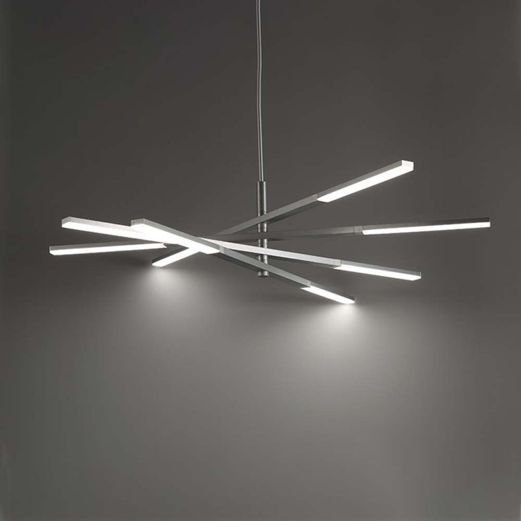 Helix 48" White Silica and Brushed Aluminum LED Chandelier
