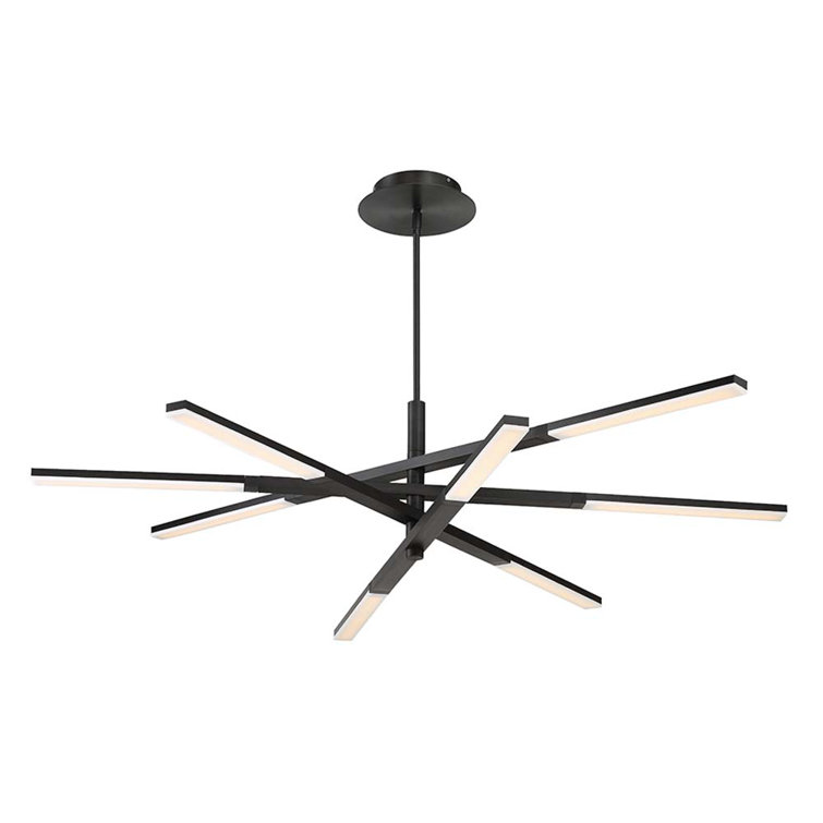 Black Crystal Cascade Dimmable LED Chandelier with Silica Diffuser