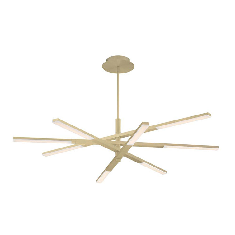Eclat Geometric Brushed Brass LED Chandelier with Crystal Accents