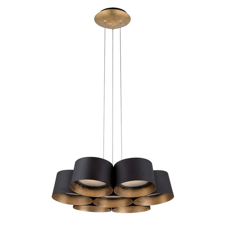 Marimba Gold Leaf 7-Light LED Cluster Pendant with Opal Glass Diffuser
