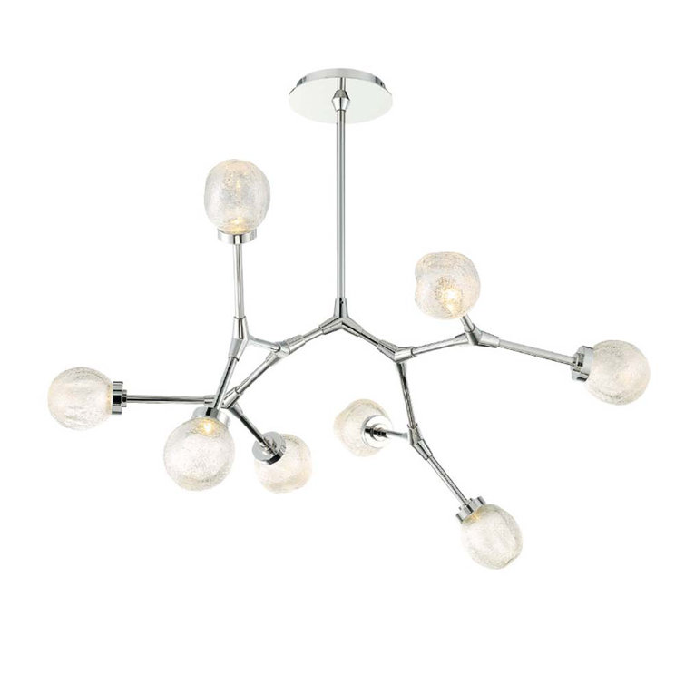 Luxe Polished Nickel 8-Light LED Sputnik Chandelier with Art Glass Shades