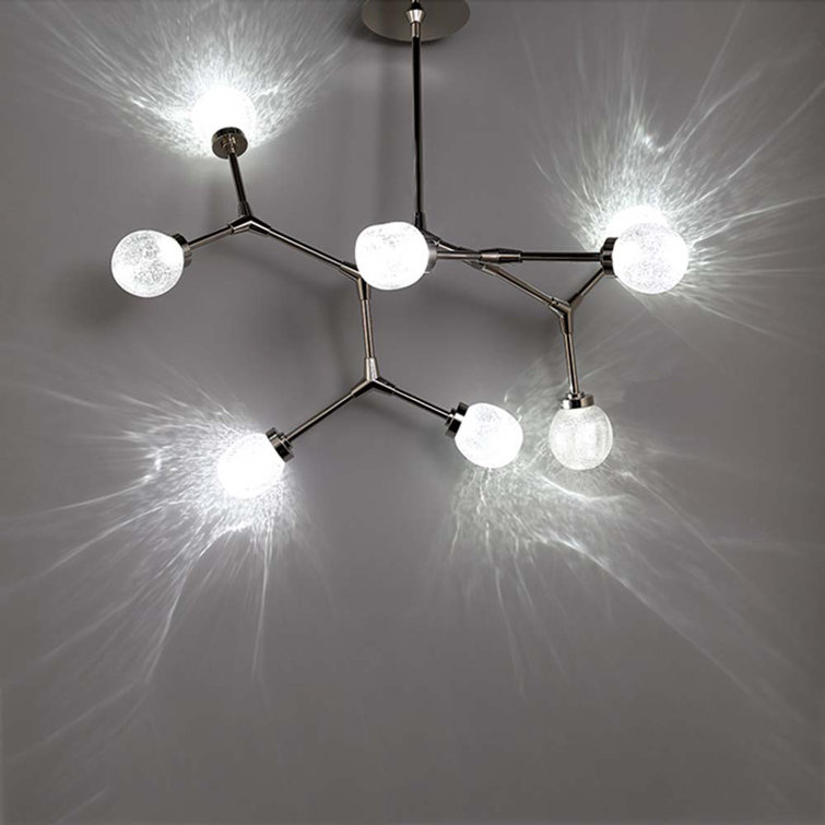 Luxe Polished Nickel 8-Light LED Sputnik Chandelier with Art Glass Shades