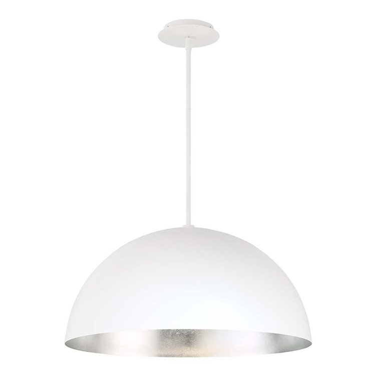 Elegant Silver Leaf LED Bowl Pendant with Opal Glass