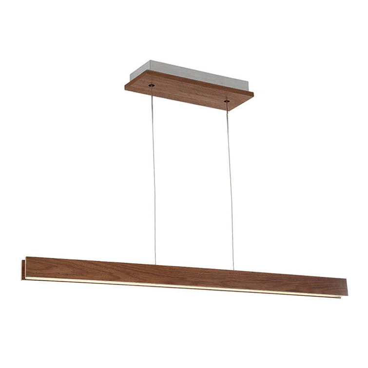 Dark Walnut 56" LED Linear Pendant with Tempered Glass