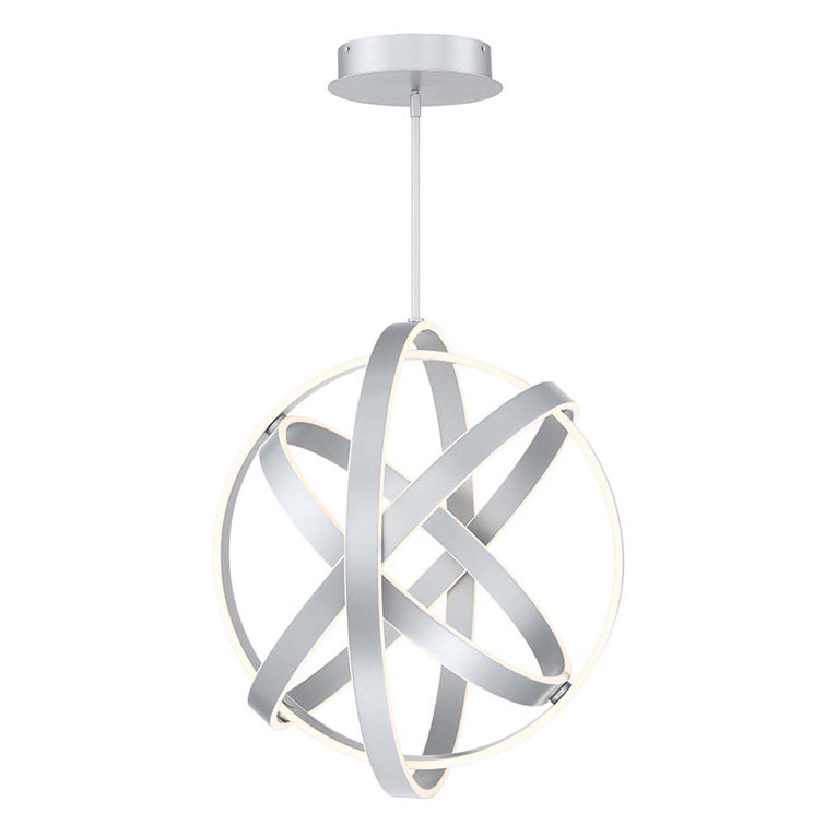 Titanium Black 28" LED Globe Chandelier with White Silica Diffuser