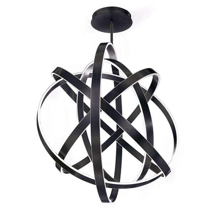 Kinetic Black Crystal Edge-Lit LED Globe Chandelier
