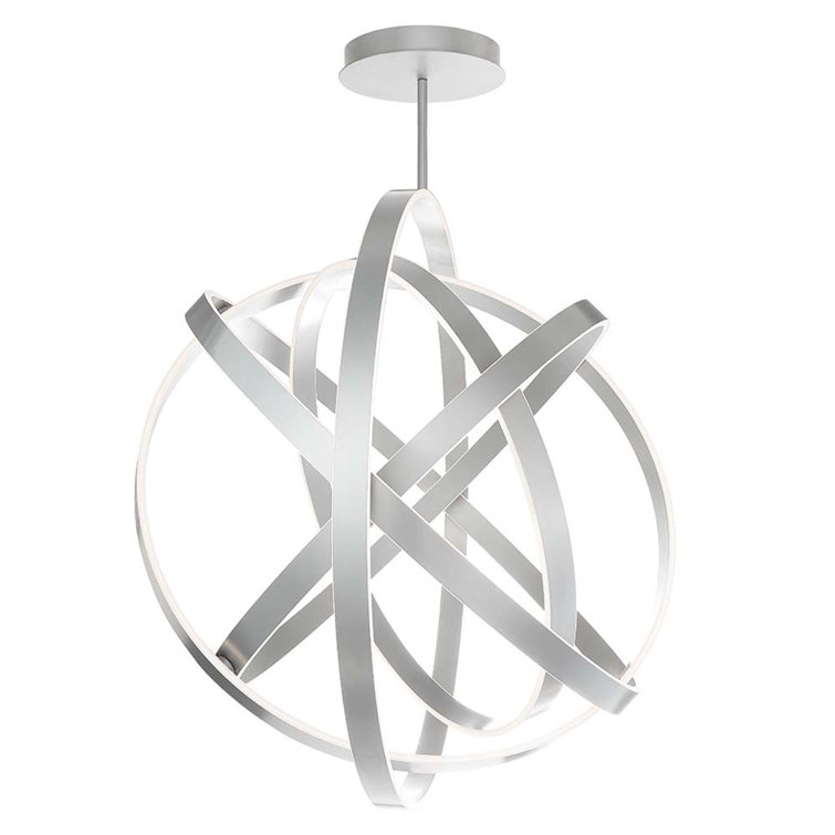 Titanium LED Globe Chandelier with White Silica Diffuser