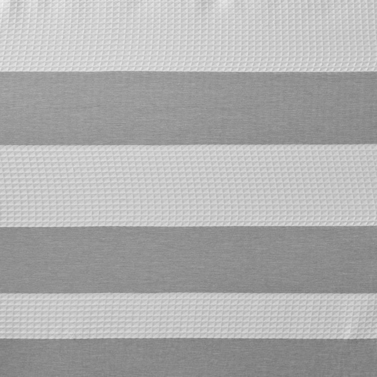 Gray and White Waffle Weave Fabric Shower Curtain