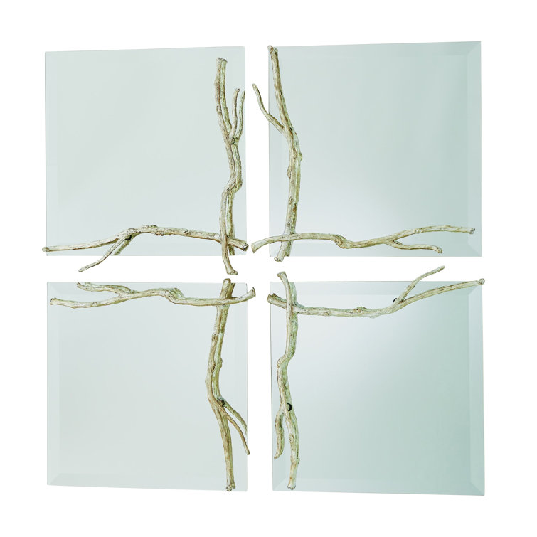 Rectangular Frameless Silver Leaf Twig Mirror