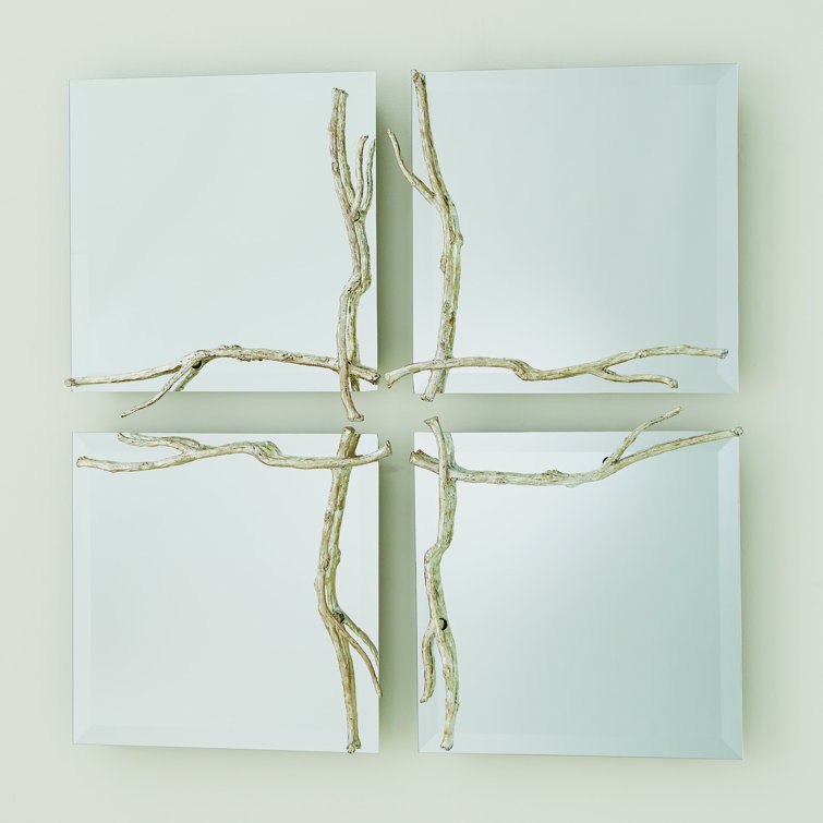 Rectangular Frameless Silver Leaf Twig Mirror