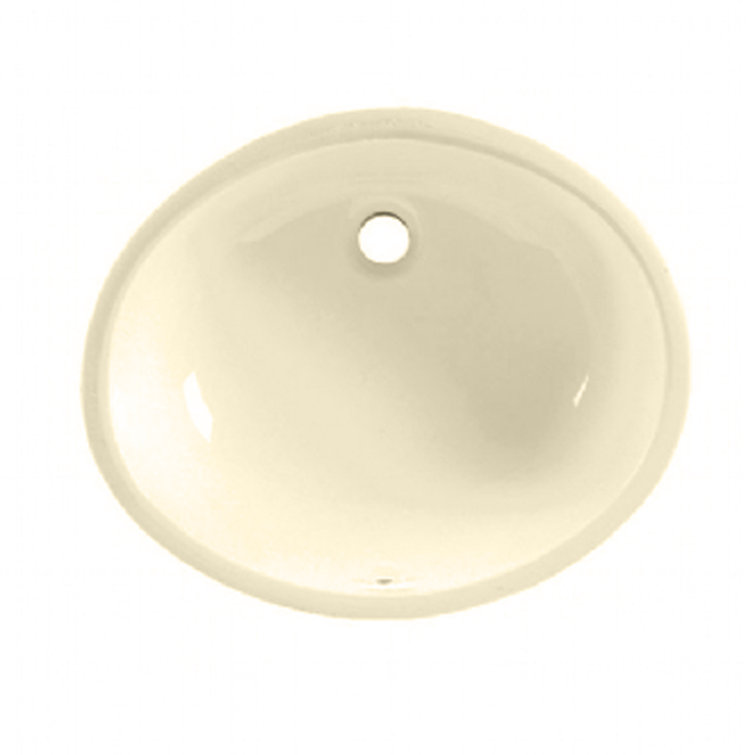 Bone Ceramic Oval Undermount Bathroom Sink with Overflow
