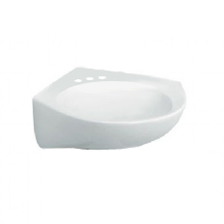 White Vitreous China Wall-Mount Bathroom Sink with Overflow