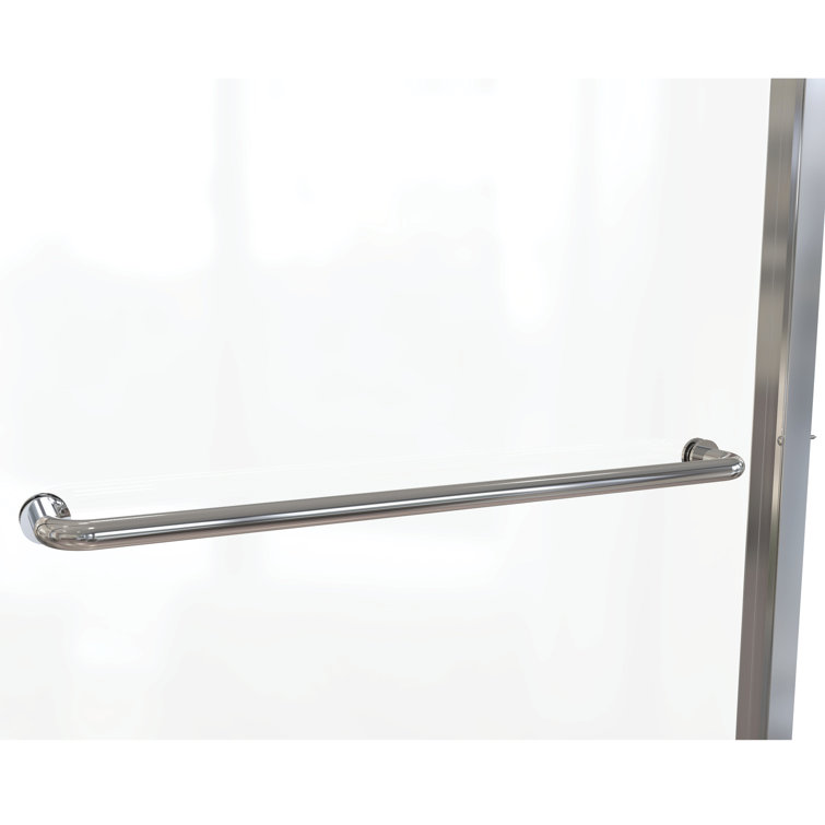 Celesta 60" x 71.25" Semi-Frameless Sliding Shower Door in Chrome with Clear Glass