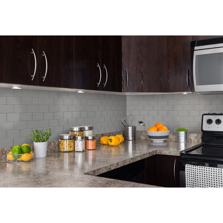 Oyster Gray 2'' x 4'' Glass Subway Mosaic Tile