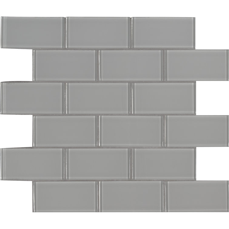 Oyster Gray 2'' x 4'' Glass Subway Mosaic Tile