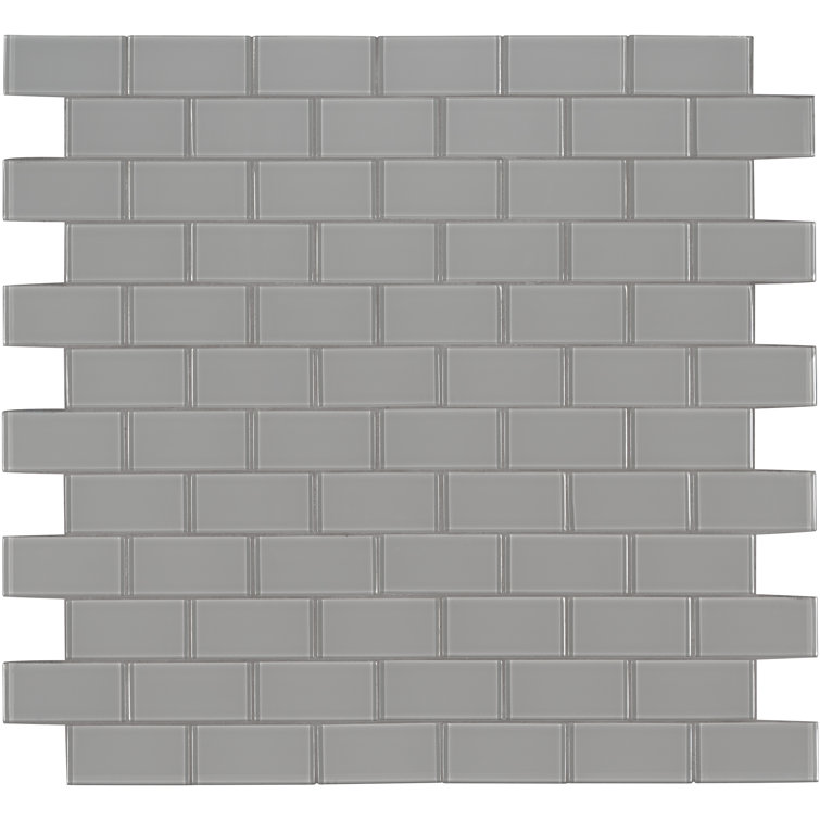 Oyster Gray 2'' x 4'' Glass Subway Mosaic Tile