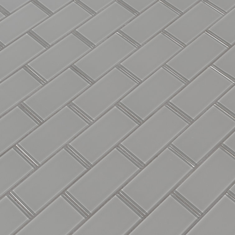 Oyster Gray 2'' x 4'' Glass Subway Mosaic Tile
