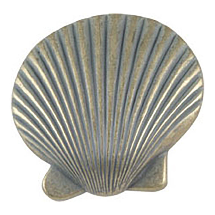 Pewter Designer Clamshell Novelty Knob with Mounting Hardware