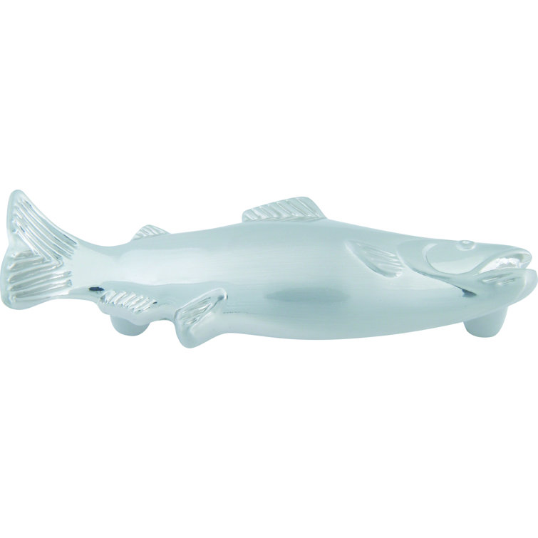 Brushed Nickel Designer Fish-Shaped Handle Bar with Mounting Hardware