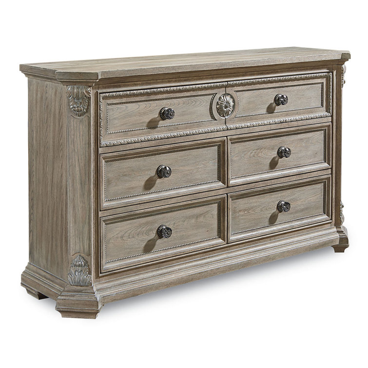 Grayson Transitional Gray Elm Veneer 6-Drawer Dresser