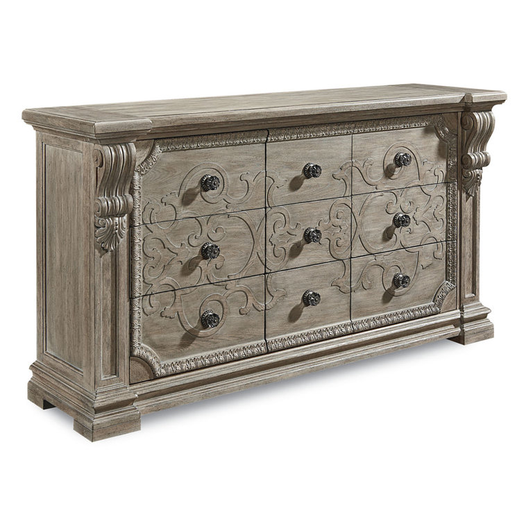 Gray Transitional 9-Drawer Dresser with Dovetail Drawer