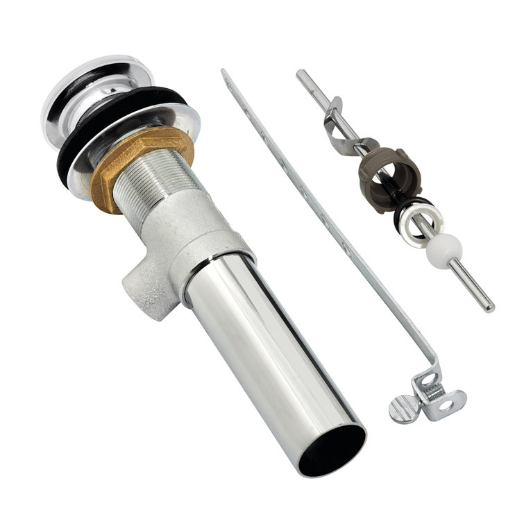 Polished Chrome Brass Pop-Up Drain Assembly with Flange