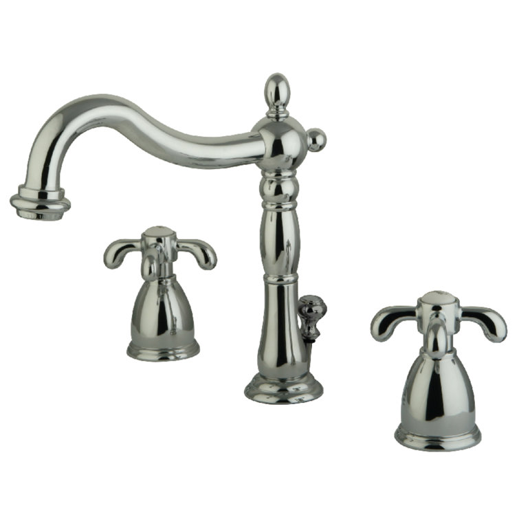 French Country Polished Chrome 8" Widespread Bathroom Faucet