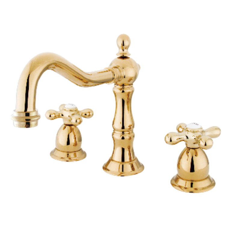 Polished Brass 8-Inch Widespread Bathroom Faucet with Cross Handles