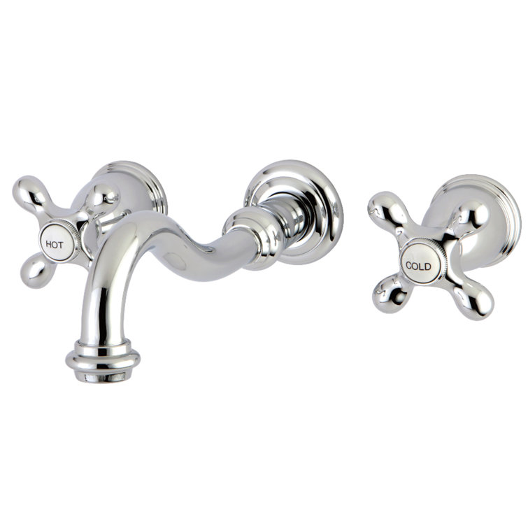 Elegant Brushed Nickel 2-Handle Wall-Mount Bathroom Faucet