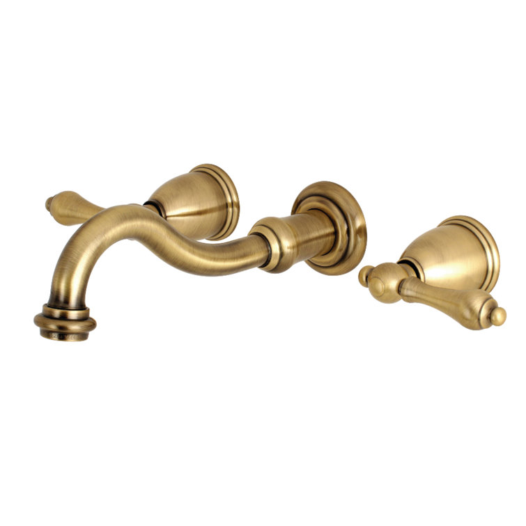Vintage Brass 8-Inch Wall Mount Bathroom Faucet
