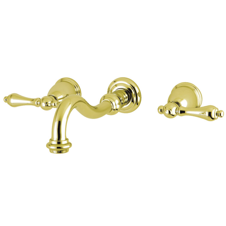 Polished Brass Vintage Wall Mount Bathroom Faucet