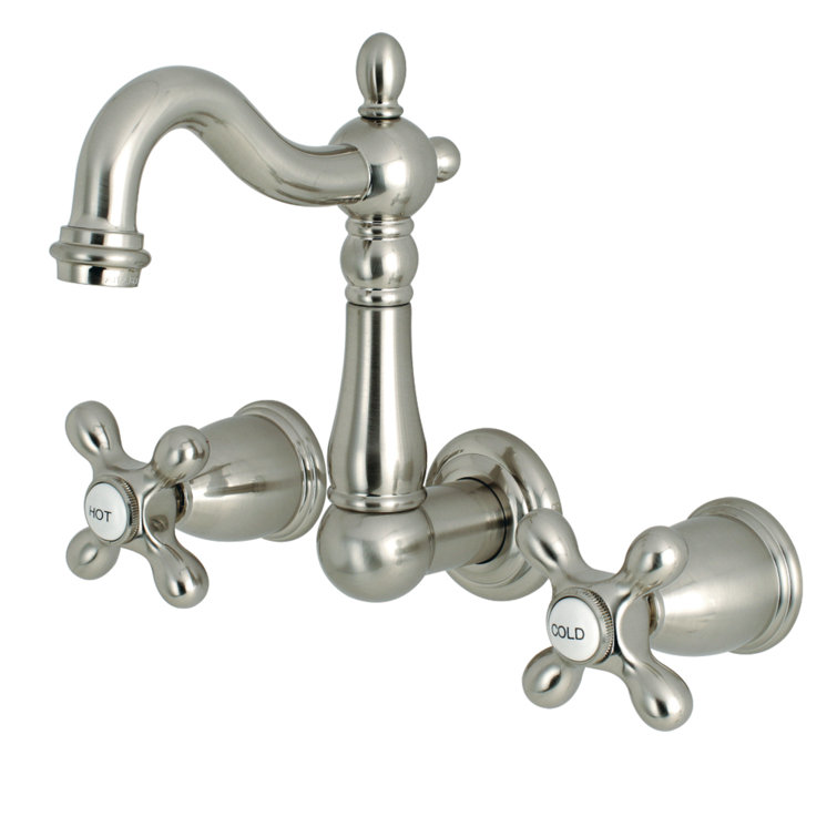 Heritage Elegance Brushed Nickel Wall Mount Bathroom Faucet