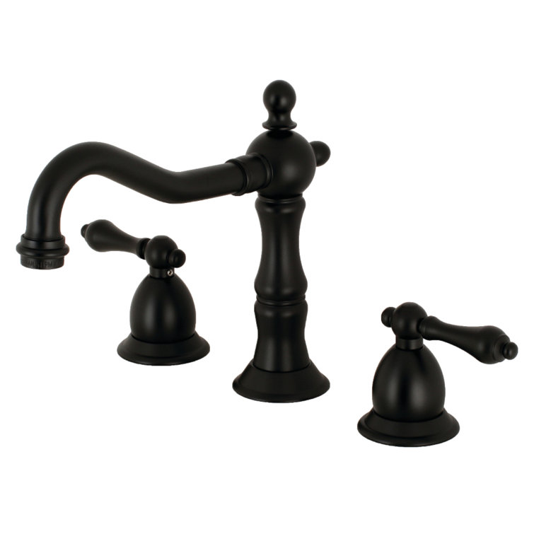 Heritage Matte Black 8-inch Widespread Brass Bathroom Faucet
