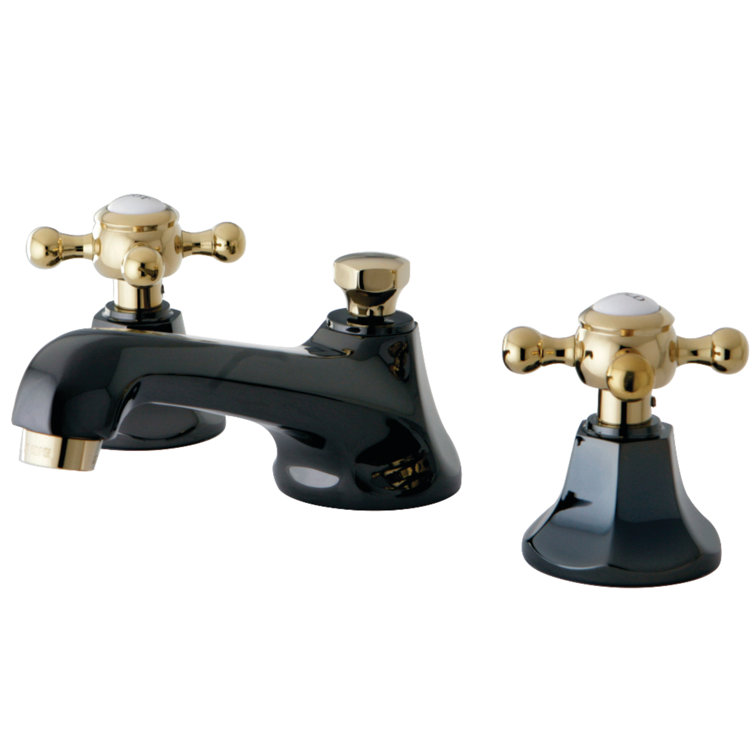Water Onyx Black Nickel and Brass Widespread Bathroom Faucet