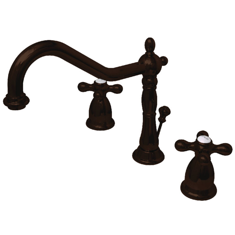 Heritage Oil Rubbed Bronze Widespread Bathroom Faucet with Drain Assembly