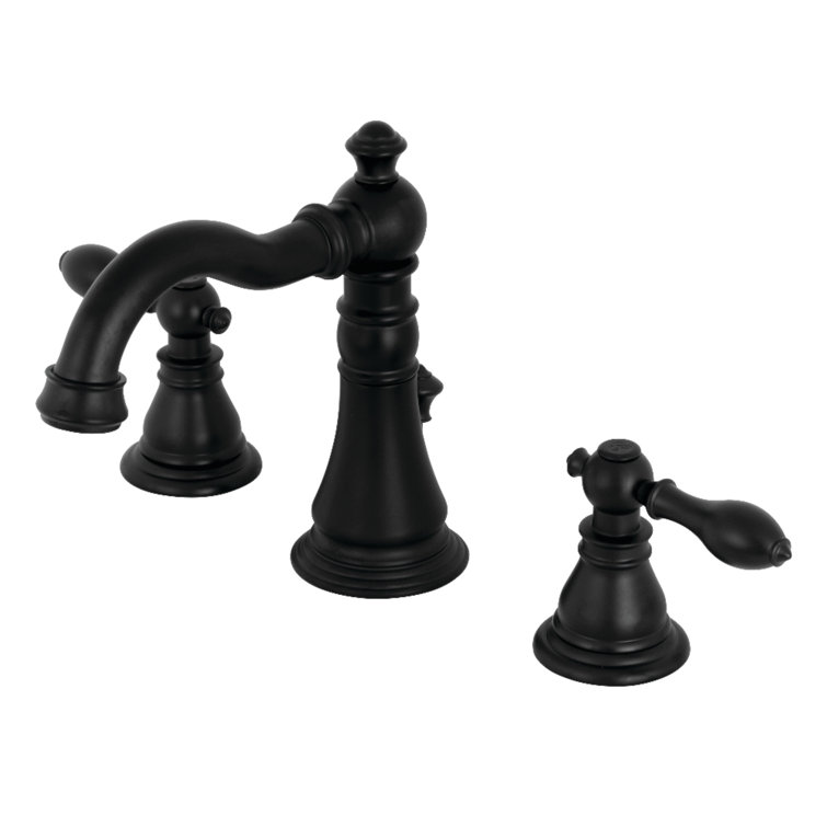 Elegant Matte Black Brass Widespread Bathroom Faucet with Drain