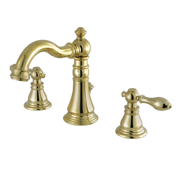 Polished Brass Victorian Widespread Bathroom Faucet with Pop-Up Drain