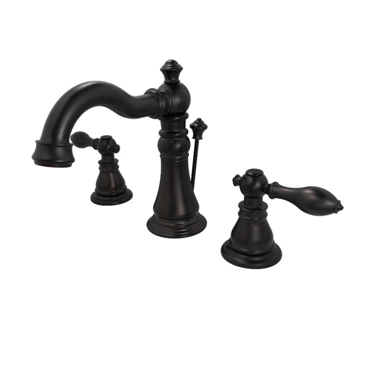 Elegant Matte Black Widespread Bathroom Faucet with Bronze Accents