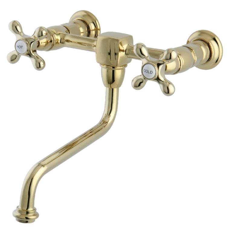 Heritage Polished Brass 8" Wall Mount Bathroom Faucet