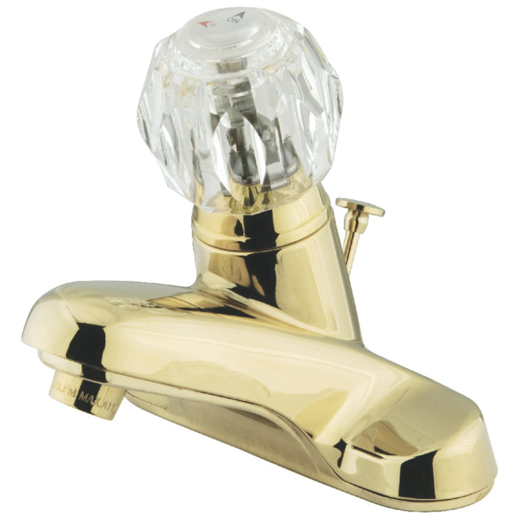 Americana Polished Brass Centerset Bathroom Faucet with Crystal Knob