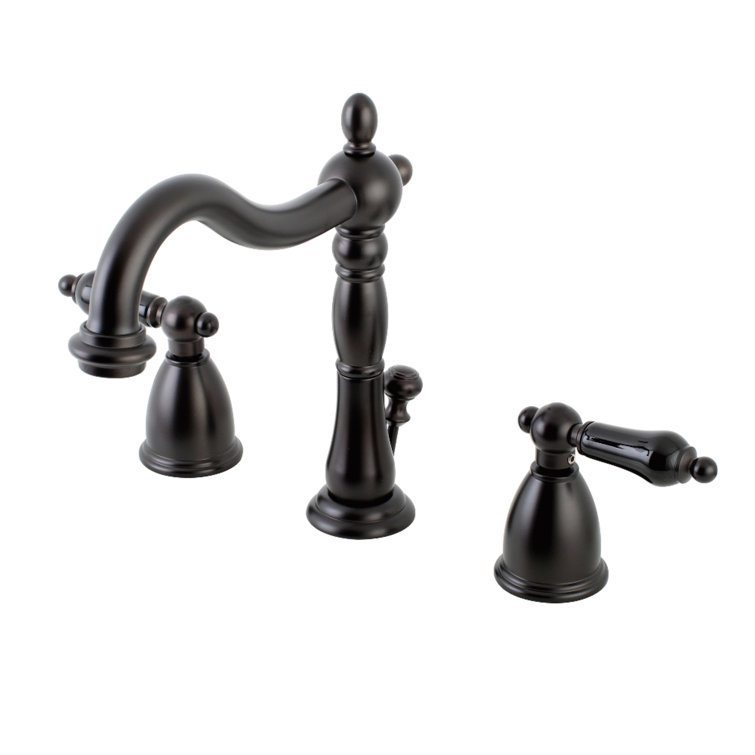 Duchess Oil Rubbed Bronze Widespread Bathroom Faucet with Black Porcelain Handles