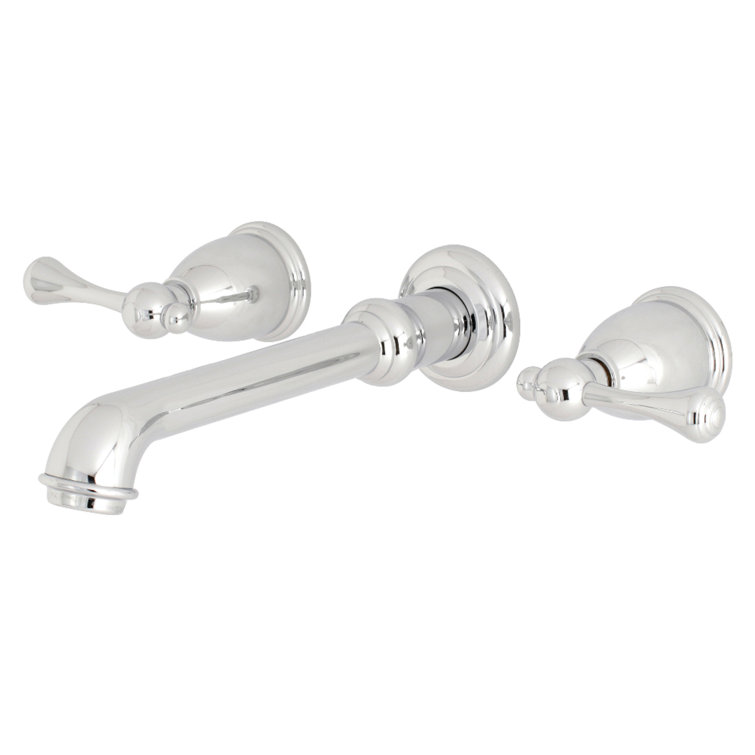 Polished Chrome Two-Handle Wall Mount Bathroom Faucet