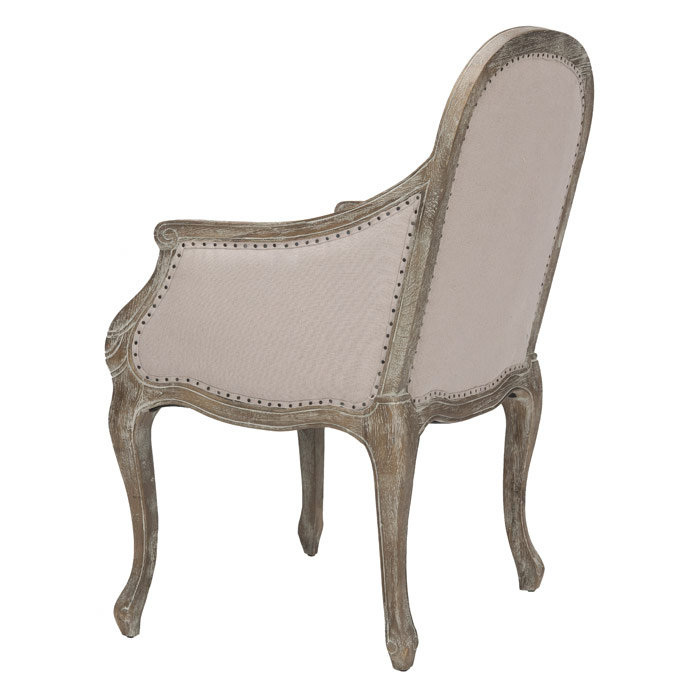 Esther Taupe Linen Upholstered Arm Chair with Black Nailhead
