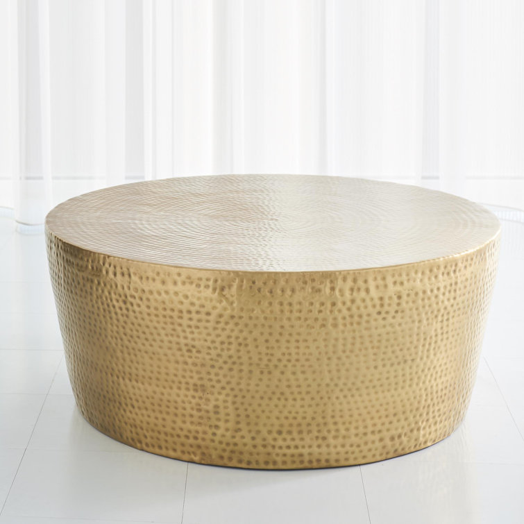Izmir Round Hammered Antique Brass Coffee Table