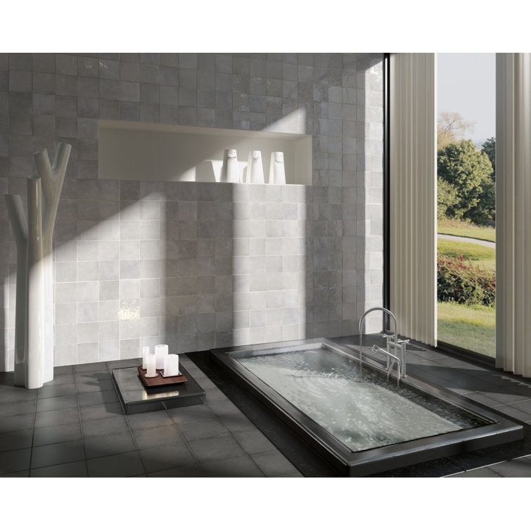 Cloe 5" x 5" Glossy Gray Ceramic Wall Tile
