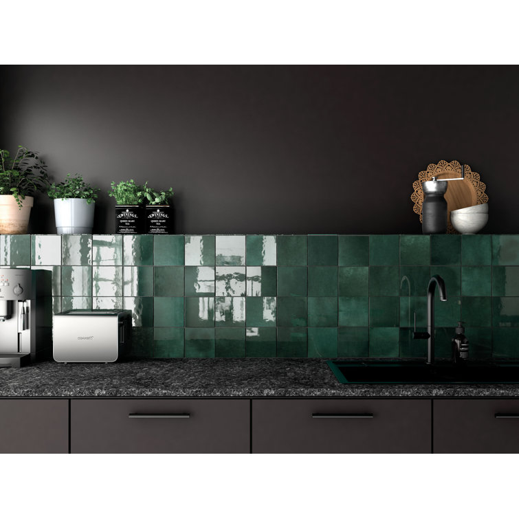 Cloe 5" x 5" Glossy Green Ceramic Wall Tile