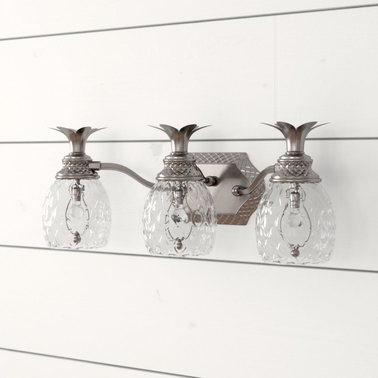 Polished Antique Nickel 3-Light Vanity with Clear Optic Glass