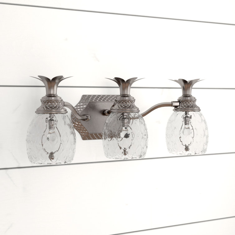 Polished Antique Nickel 3-Light Vanity with Clear Optic Glass