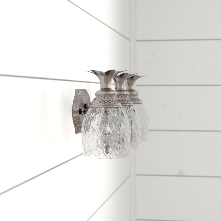 Polished Antique Nickel 3-Light Vanity with Clear Optic Glass
