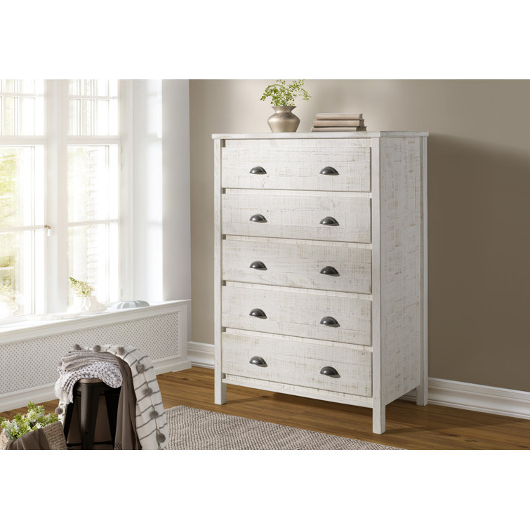 Baja Rustic White Pine 5-Drawer Dresser with Sophisticated Charm